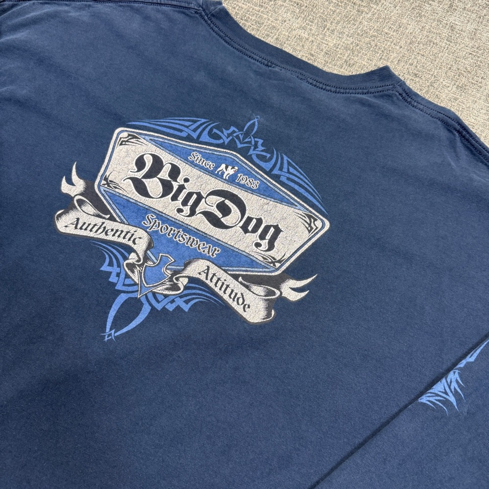 Big Dog Sportswear Mens 4X Navy Blue Long Sleeve Graphic T-Shirt Attitude